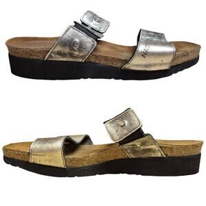 NAOT Ashely Antique Gold Metallic Slides Sandals Shoes 39 US Women's 8 - 8 1/2